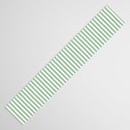 Fern Green and White Micro Vertical Vintage English Country Cottage Ticking Stripe Table Runner Gallery Image 3