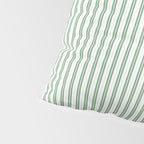 Fern Green and White Micro Vertical Vintage English Country Cottage Ticking Stripe Pillow Sham Gallery Image 4