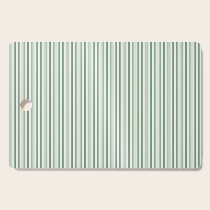 Fern Green and White Micro Vertical Vintage English Country Cottage Ticking Stripe Cutting Board Gallery Image 1
