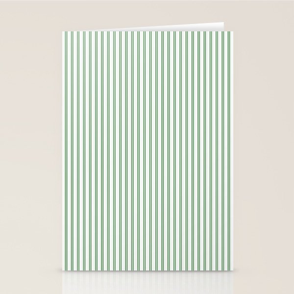 Fern Green and White Micro Vertical Vintage English Country Cottage Ticking Stripe Stationery Card Gallery Image 2