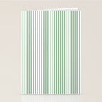 Fern Green and White Micro Vertical Vintage English Country Cottage Ticking Stripe Stationery Card Gallery Image 2