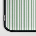 Fern Green and White Micro Vertical Vintage English Country Cottage Ticking Stripe Laptop Sleeve Gallery Image 3