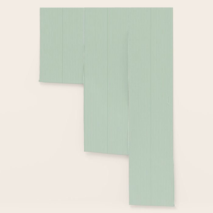 Fern Green and White Micro Vertical Vintage English Country Cottage Ticking Stripe Wallpaper Gallery Image 3