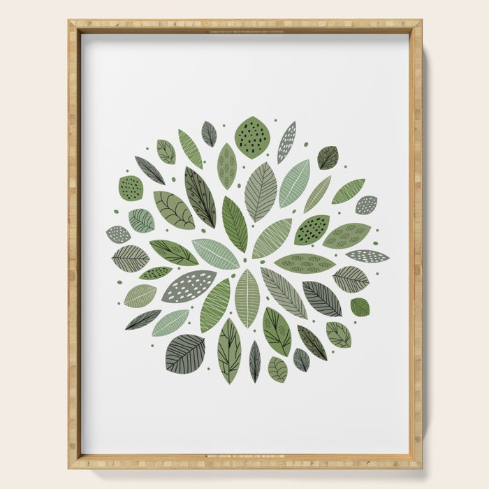 Mid-Century Green Leaves Serving Tray Gallery Image 1