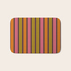 Eclectic Double Stripe Vertical Retro Modern Pattern in Brown Lime Pink Orange Bath Mat Gallery Image 1