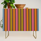 Eclectic Double Stripe Vertical Retro Modern Pattern in Brown Lime Pink Orange Credenza Gallery Image 1