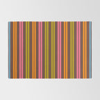 Eclectic Double Stripe Vertical Retro Modern Pattern in Brown Lime Pink Orange Rug Gallery Image 2