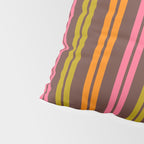 Eclectic Double Stripe Vertical Retro Modern Pattern in Brown Lime Pink Orange Pillow Sham Gallery Image 4