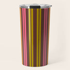 Eclectic Double Stripe Vertical Retro Modern Pattern in Brown Lime Pink Orange Travel Mug Gallery Image 1