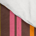 Eclectic Double Stripe Vertical Retro Modern Pattern in Brown Lime Pink Orange Comforter Gallery Image 4