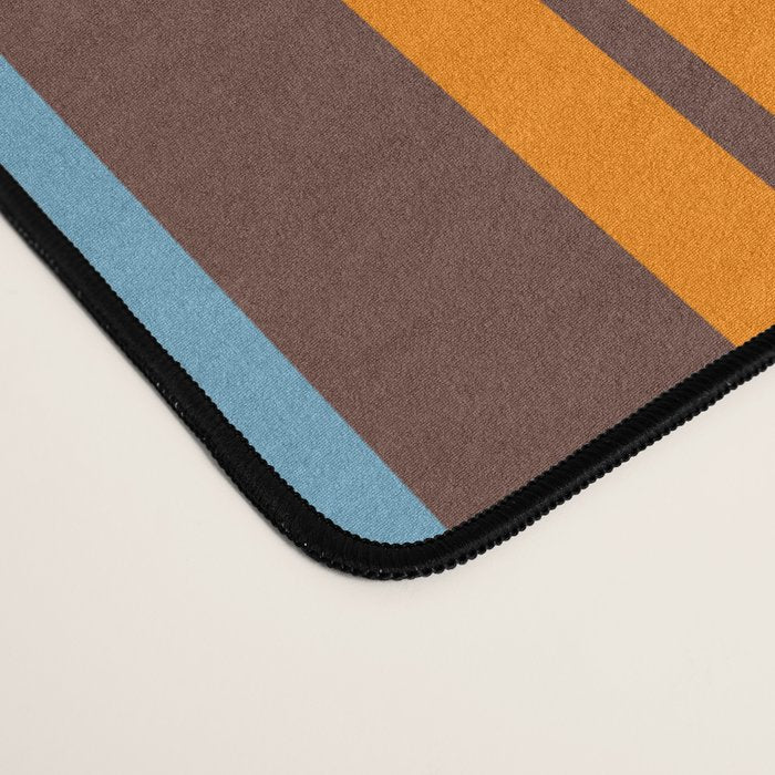 Eclectic Double Stripe Vertical Retro Modern Pattern in Brown Lime Pink Orange Desk Mat Gallery Image 4