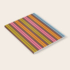 Eclectic Double Stripe Vertical Retro Modern Pattern in Brown Lime Pink Orange Notebook Gallery Image 2