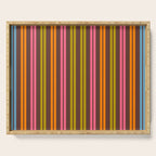 Eclectic Double Stripe Vertical Retro Modern Pattern in Brown Lime Pink Orange Serving Tray Gallery Image 1