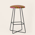Eclectic Double Stripe Vertical Retro Modern Pattern in Brown Lime Pink Orange Stool Gallery Image 1