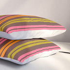Eclectic Double Stripe Vertical Retro Modern Pattern in Brown Lime Pink Orange Pillow Sham Gallery Image 3