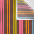 Eclectic Double Stripe Vertical Retro Modern Pattern in Brown Lime Pink Orange Wall Tapestry Gallery Image 3