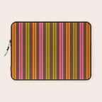 Eclectic Double Stripe Vertical Retro Modern Pattern in Brown Lime Pink Orange Laptop Sleeve Gallery Image 1