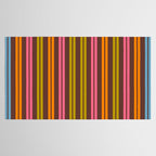 Eclectic Double Stripe Vertical Retro Modern Pattern in Brown Lime Pink Orange Tablecloth Gallery Image 2