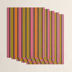 Eclectic Double Stripe Vertical Retro Modern Pattern in Brown Lime Pink Orange Wrapping Paper Gallery Image 3