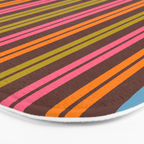 Eclectic Double Stripe Vertical Retro Modern Pattern in Brown Lime Pink Orange Bath Mat Gallery Image 3