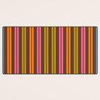 Eclectic Double Stripe Vertical Retro Modern Pattern in Brown Lime Pink Orange Desk Mat Gallery Image 3