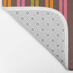 Eclectic Double Stripe Vertical Retro Modern Pattern in Brown Lime Pink Orange Bath Mat Gallery Image 2