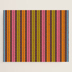Eclectic Double Stripe Vertical Retro Modern Pattern in Brown Lime Pink Orange Jigsaw Puzzle Gallery Image 1