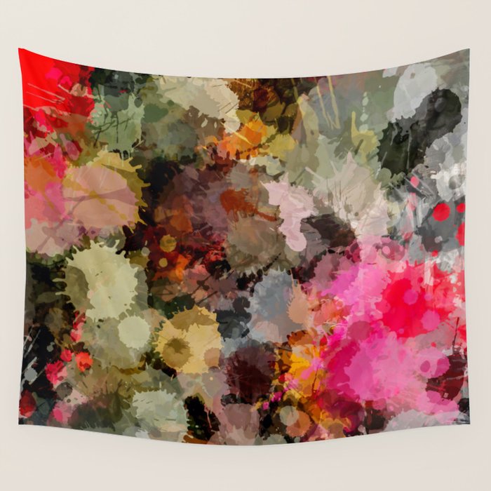 Paint Splatter Bouqet  Wall Tapestry Gallery Image 4
