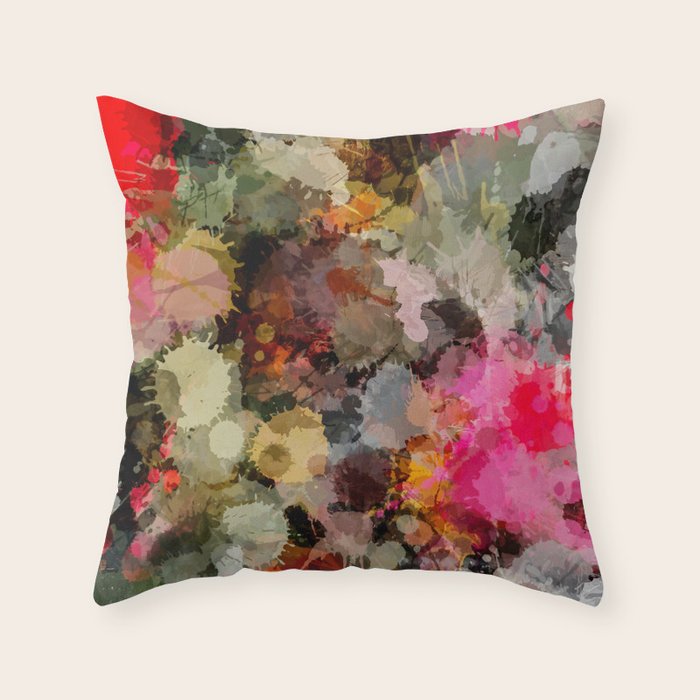 Paint Splatter Bouqet  Throw Pillow Gallery Image 6