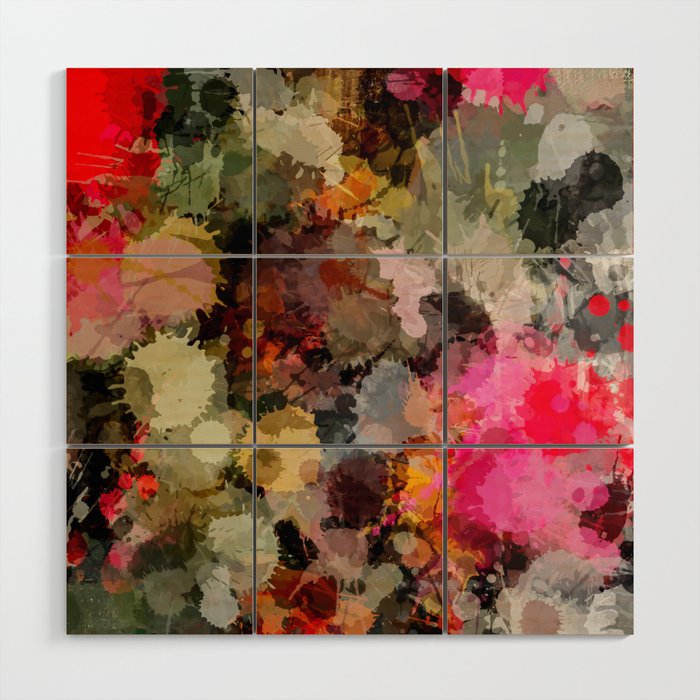 Paint Splatter Bouqet  Wood Wall Art Gallery Image 1