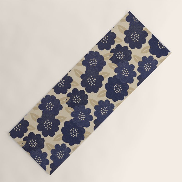 Blue Flower Pattern Yoga Mat Gallery Image 1