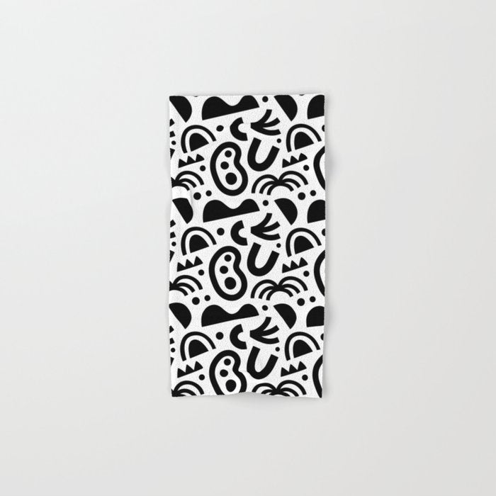 Black abstract organic shape art pattern Bath Towel Gallery Image 1