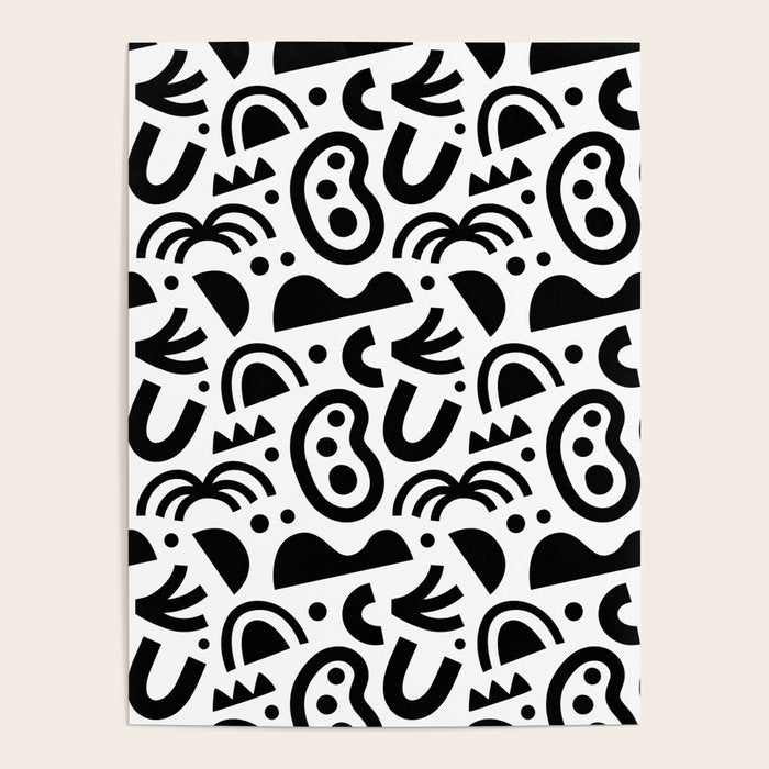 Black abstract organic shape art pattern Poster Gallery Image 4