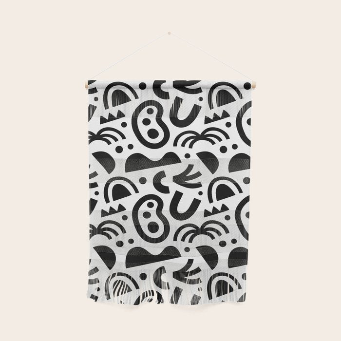 Black abstract organic shape art pattern Wall Hanging Gallery Image 1