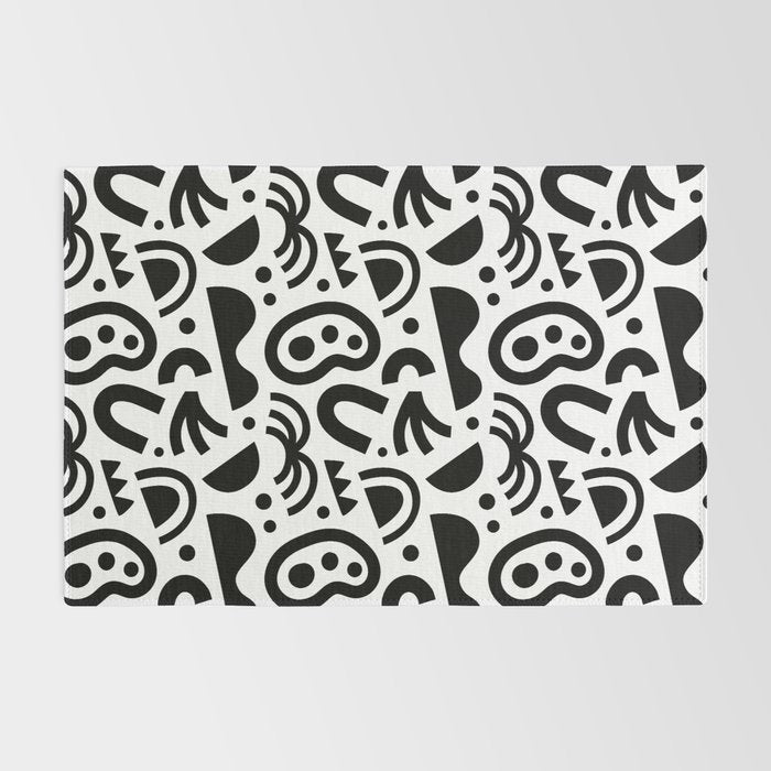 Black abstract organic shape art pattern Rug Gallery Image 2
