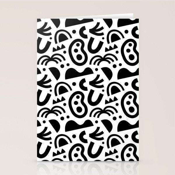 Black abstract organic shape art pattern Stationery Card Gallery Image 2
