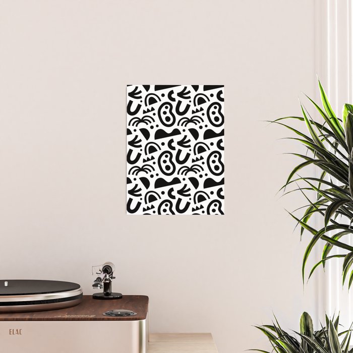 Black abstract organic shape art pattern Poster Gallery Image 2