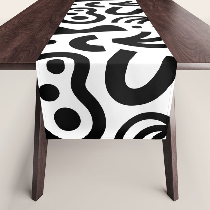 Black abstract organic shape art pattern Table Runner Gallery Image 1