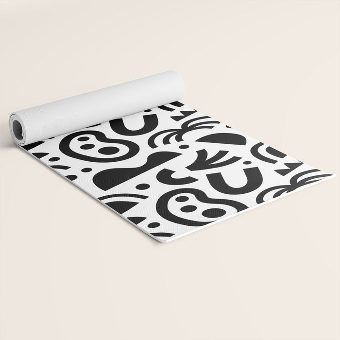 Black abstract organic shape art pattern Yoga Mat Gallery Image 2