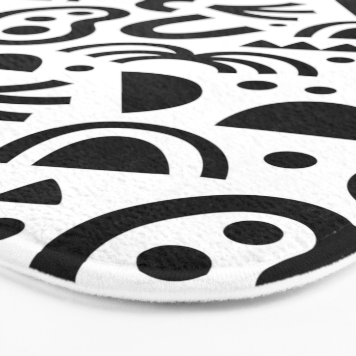 Black abstract organic shape art pattern Bath Mat Gallery Image 3