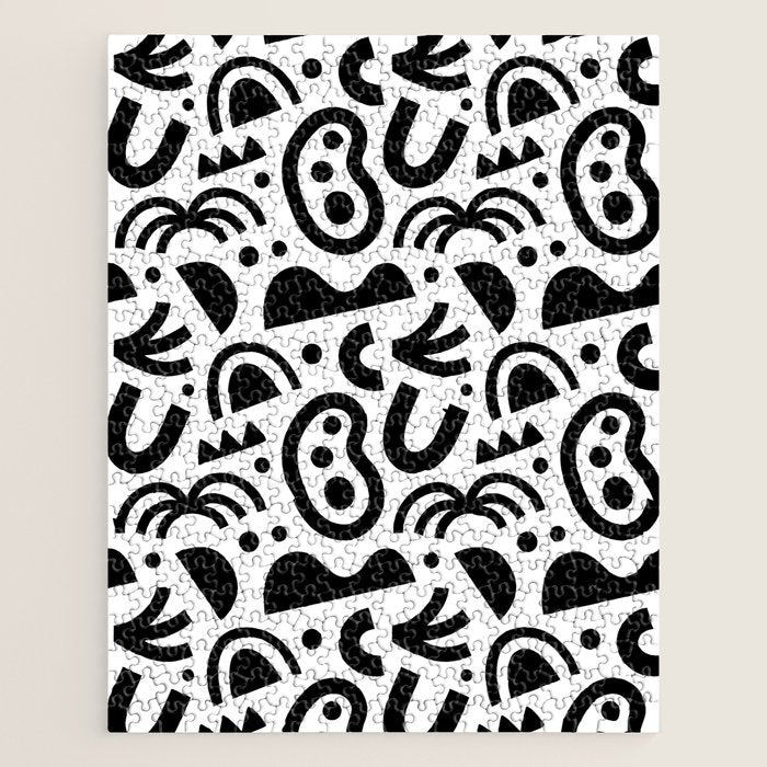 Black abstract organic shape art pattern Jigsaw Puzzle Gallery Image 1