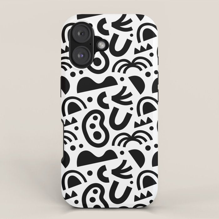 Black abstract organic shape art pattern iPhone Case Gallery Image 1