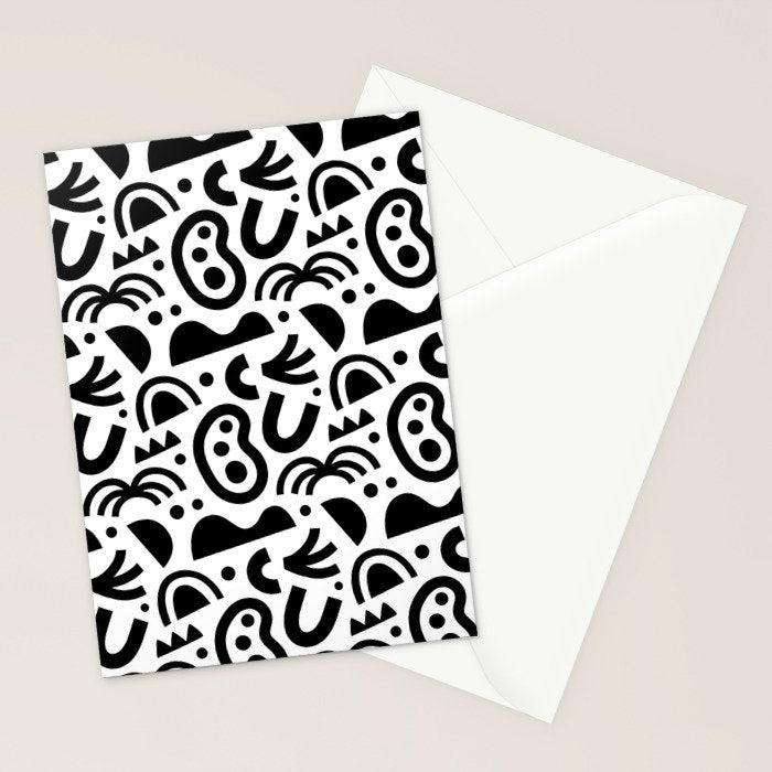 Black abstract organic shape art pattern Stationery Card Gallery Image 2