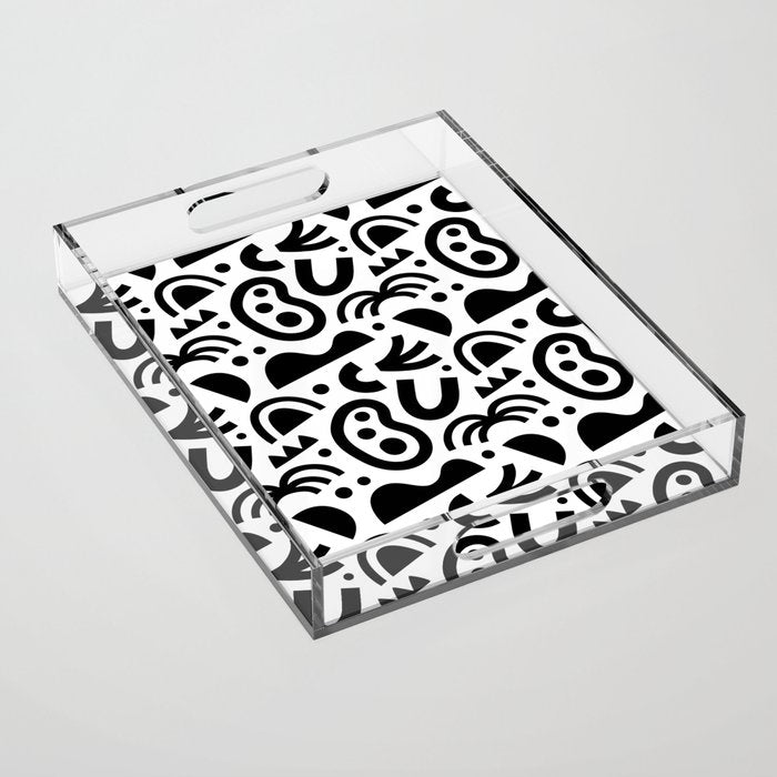Black abstract organic shape art pattern Acrylic Tray Gallery Image 1