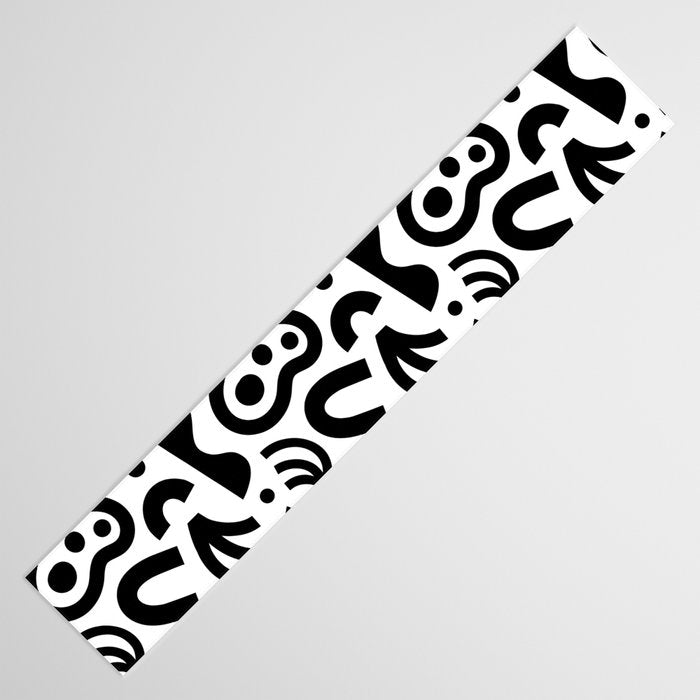Black abstract organic shape art pattern Table Runner Gallery Image 3