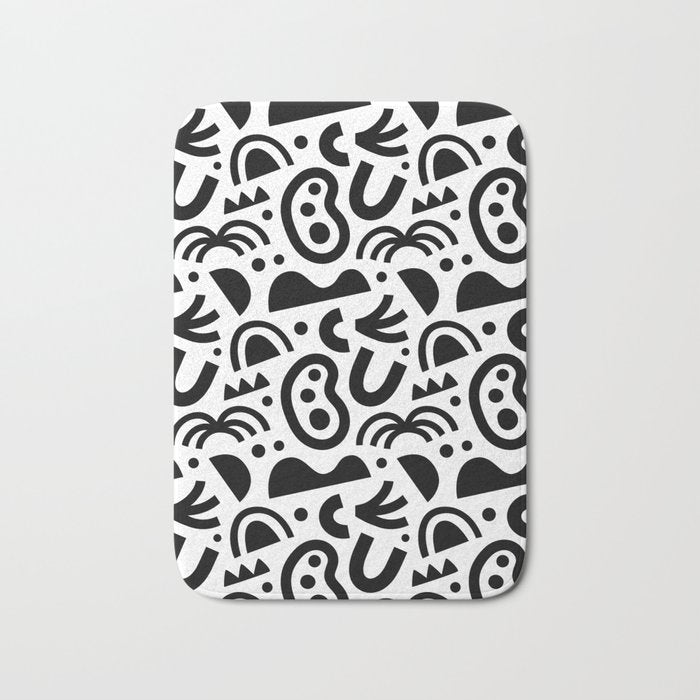 Black abstract organic shape art pattern Bath Mat Gallery Image 1