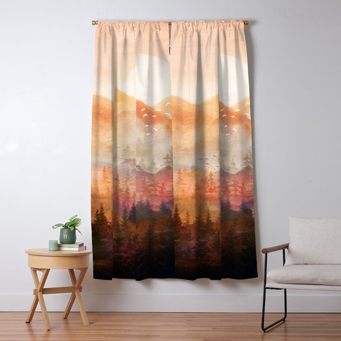 Forest Shrouded in Morning Mist Window Curtain Gallery Image 1