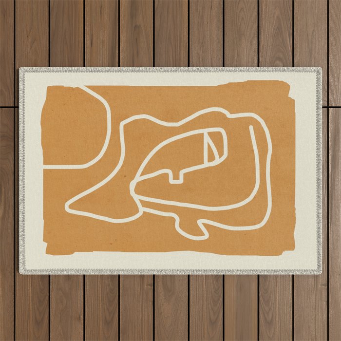 Abstract Minimal Woman Portrait 2 Outdoor Rug Gallery Image 1