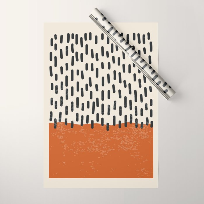 Mid Century Modern Minimalist Rothko Inspired Color Field Red Rain With Lines Geometric Style Wrapping Paper Gallery Image 1