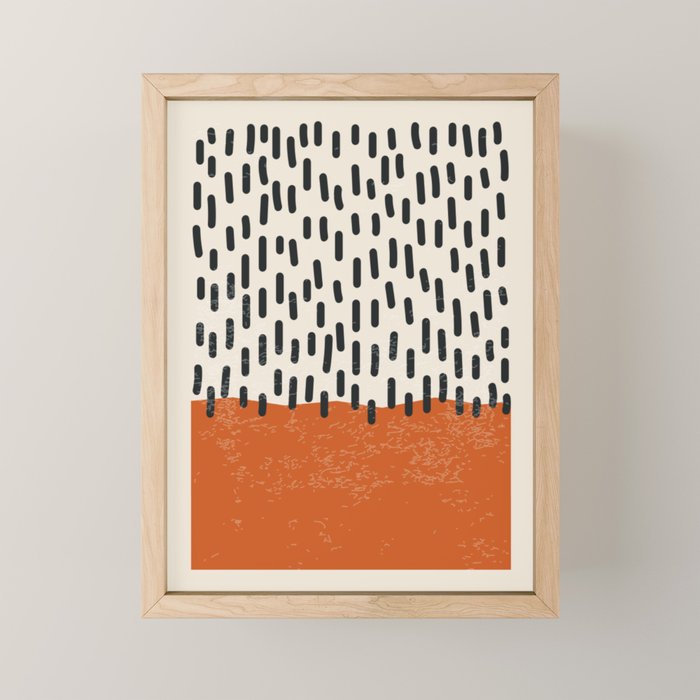 Mid Century Modern Minimalist Rothko Inspired Color Field Red Rain With Lines Geometric Style Mini Art Print Gallery Image 1